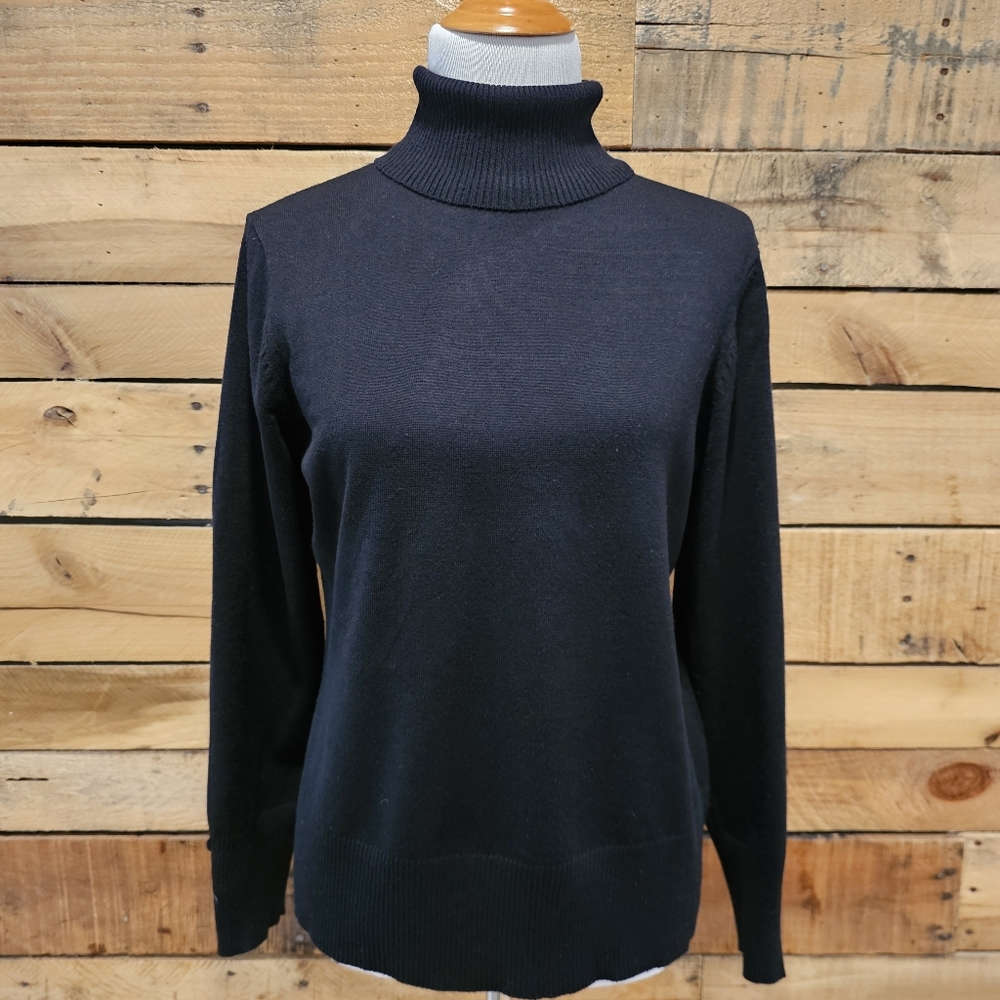 Spense Knits Black Turtleneck Sweater Size Large
